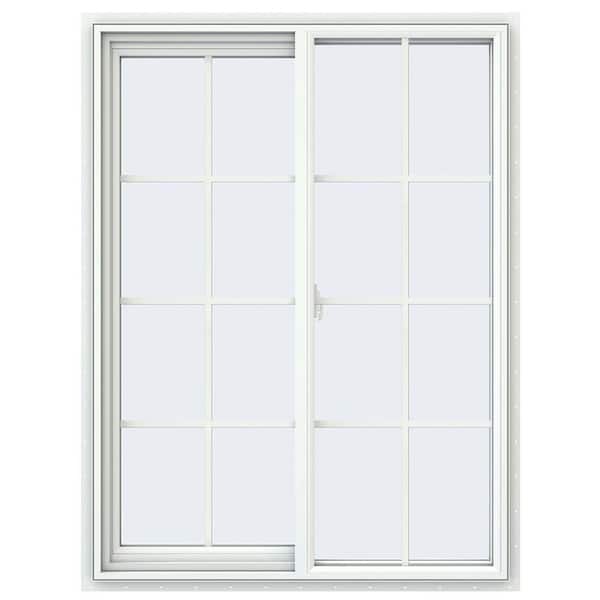 JELD-WEN 35.5 in. x 47.5 in. V-2500 Series White Vinyl Left-Handed Sliding Window with Colonial Grids/Grilles
