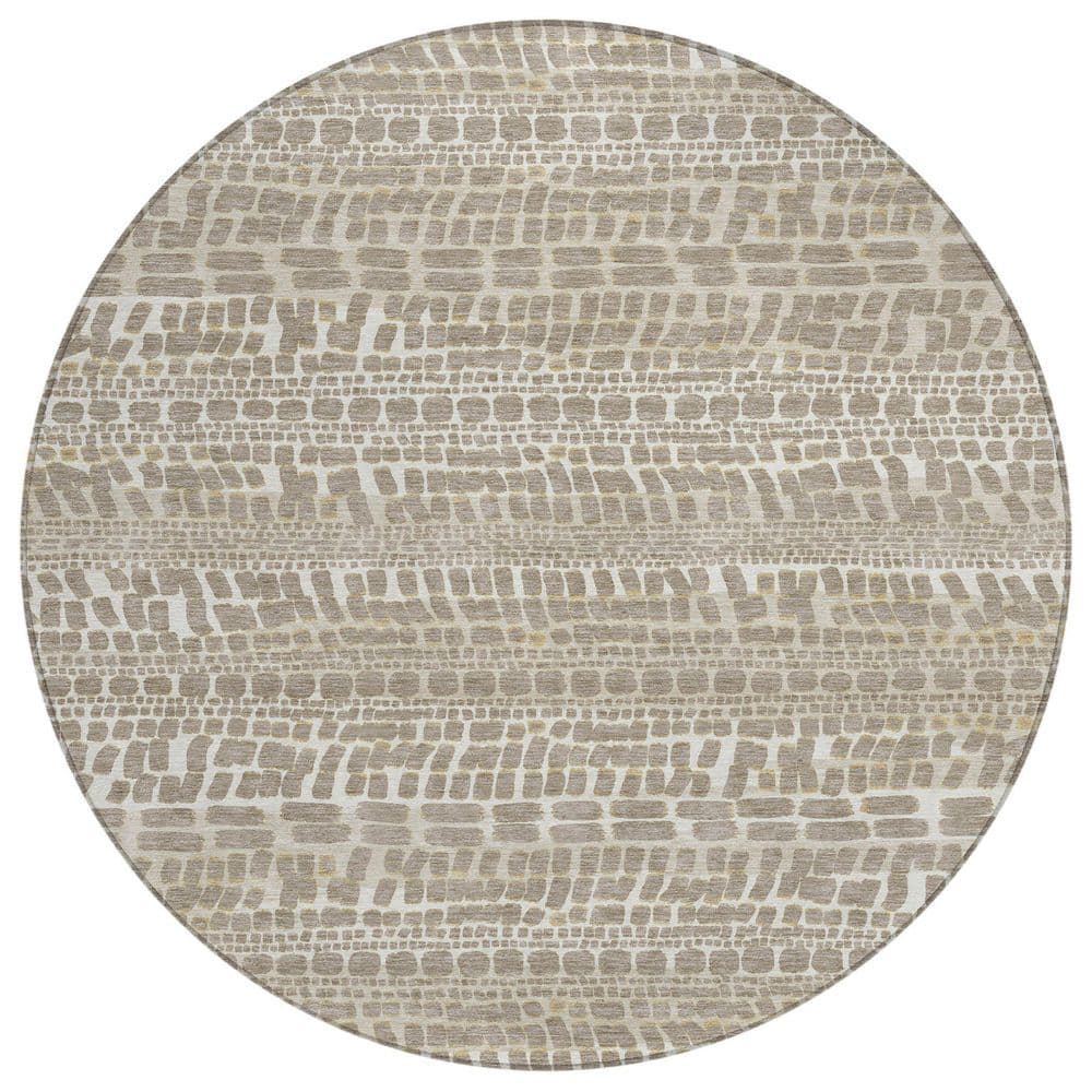 Chantille Machine Washable Indoor/Outdoor Abstract ACN2540 Khaki 8 ft. x 8 ft. Round Rug price history on PriceWatchPro