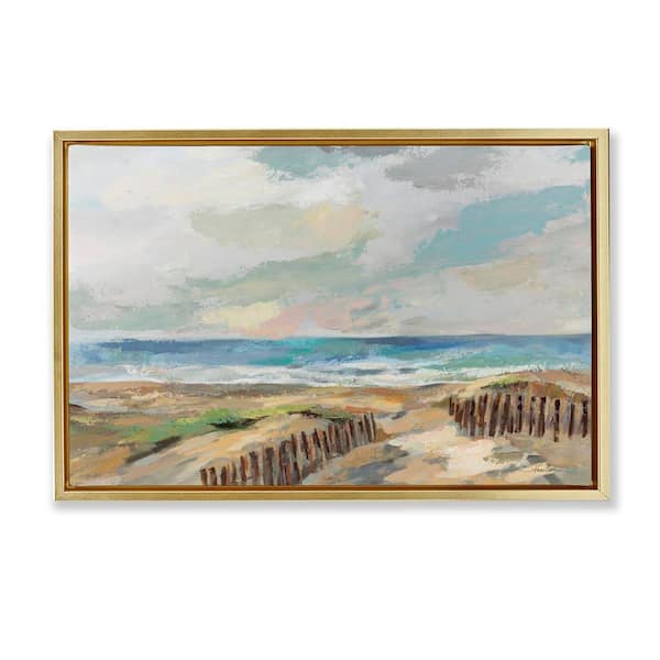 Stupell Industries Summer Beach Dunes by Silvia Vassileva Gold Floater Frame Nature Graphic Art Print 21 in. x 31 in.