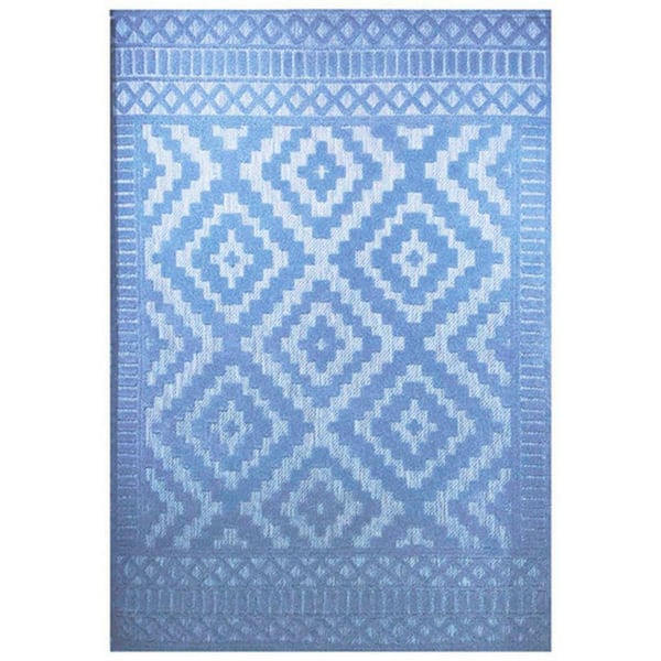 Benjara Modern Blue and White 8 ft. x 10 ft. Polypropylene Area Rug
