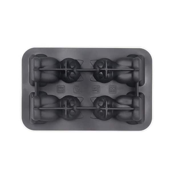 3D Style Black Cat Ice Cube Mold Silicone Fun Shapes with Funnel for Cocktails Whiskey Bar Kitchen Tray
