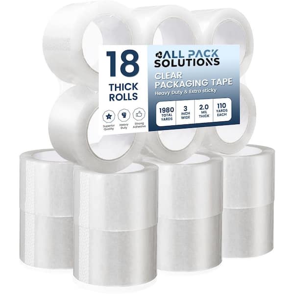 WRIGHTMASTER 3 in. x 110 yds. Thick Clear Heavy Duty Packaging Tape for Moving Shipping (18-Pack)