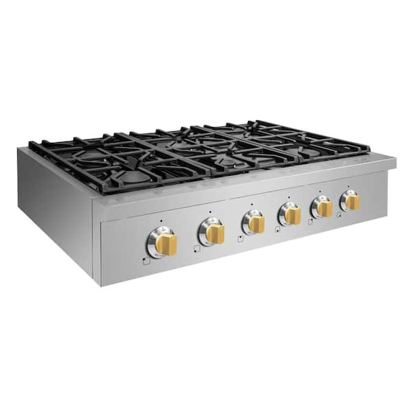 TTN036-7 Five Star 36'' Natural Gas Pro Cooktop with 4 Open Burners and  Grill/Griddle - Natural Gas - Stainless Steel