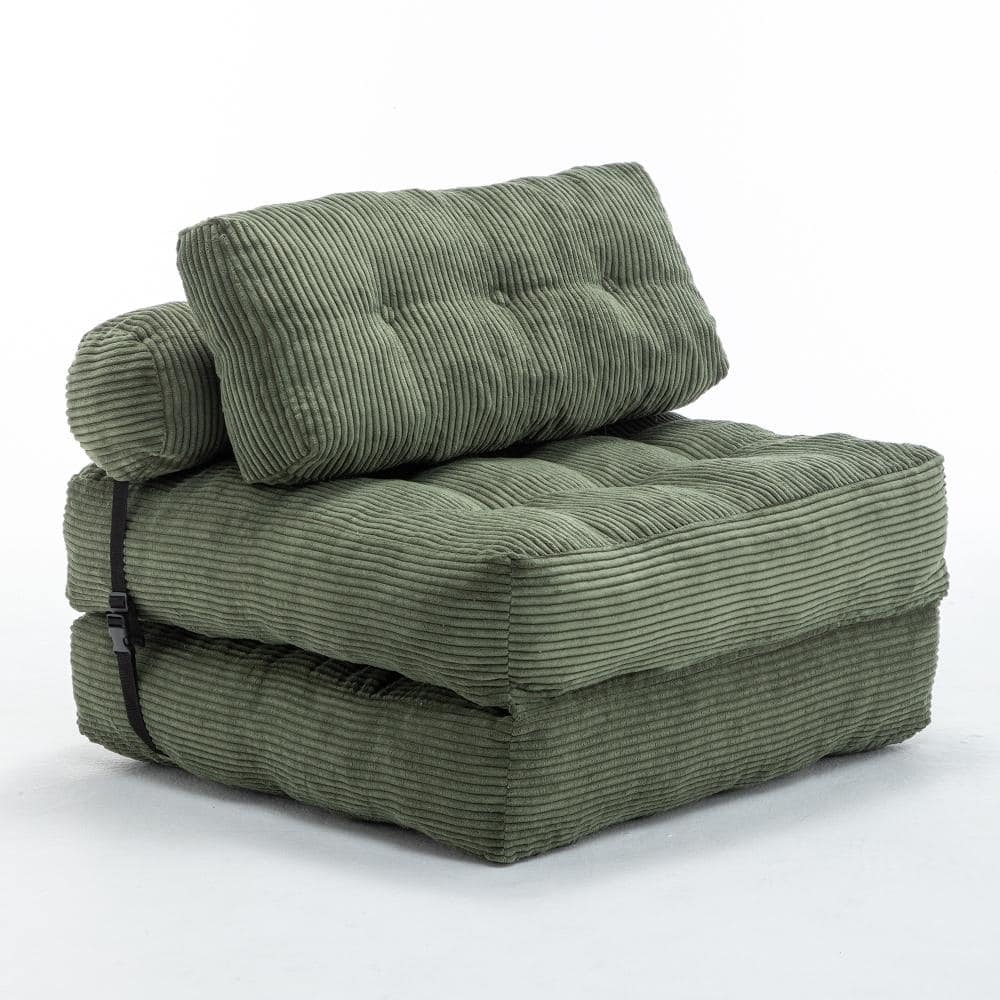 Green Corduroy Single (34.7x68.5 in.) Convertible Folding Sofa Bed Bean Bag with Pillow, Shredded Foam Filling price history on PriceWatchPro