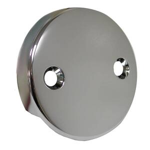 2-Hole Bathtub Overflow Faceplate Less Screws in Polished Stainless