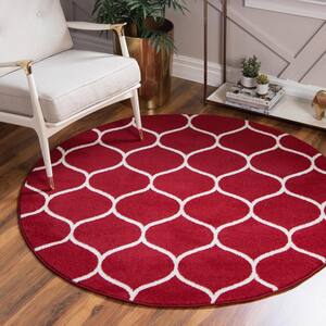 Trellis Frieze Rounded Red 8 ft. x 8 ft. Area Rug