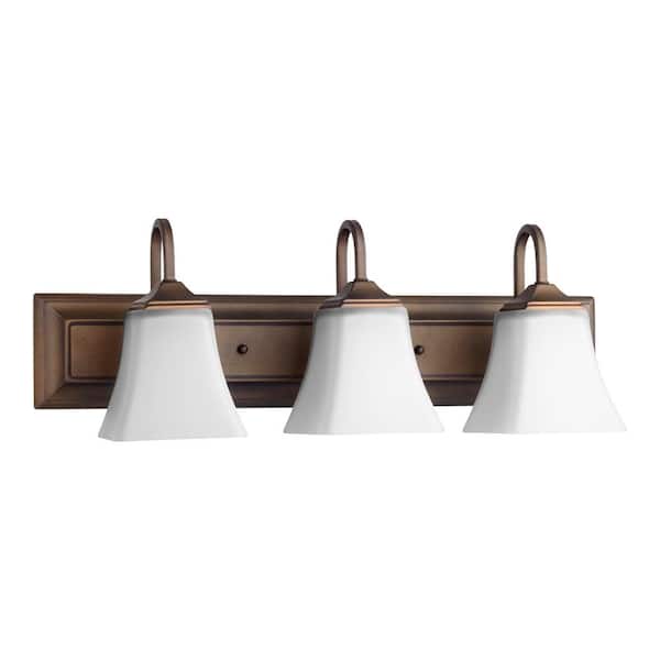 Quorum INTERNATIONAL Transitional 24 in. W  3-Light Oiled Bronze Vanity Lights with Satin Opal Glass