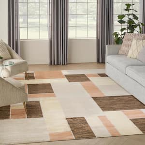 Astra Machine Washable Beige Multicolor 7 ft. x 9 ft. Geometric Contemporary Area Rug