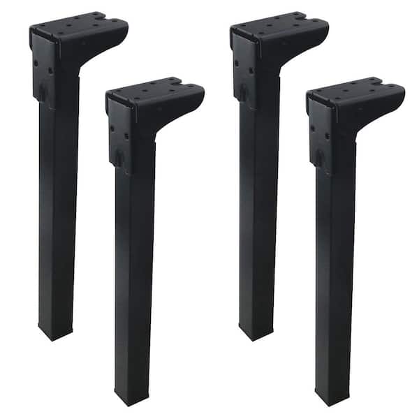 Angel Sar 4-Piece Black Metal Folding Table Legs with Mounting Screws, 12 in. Coffee Table Laptop Legs Feet for Home Decor