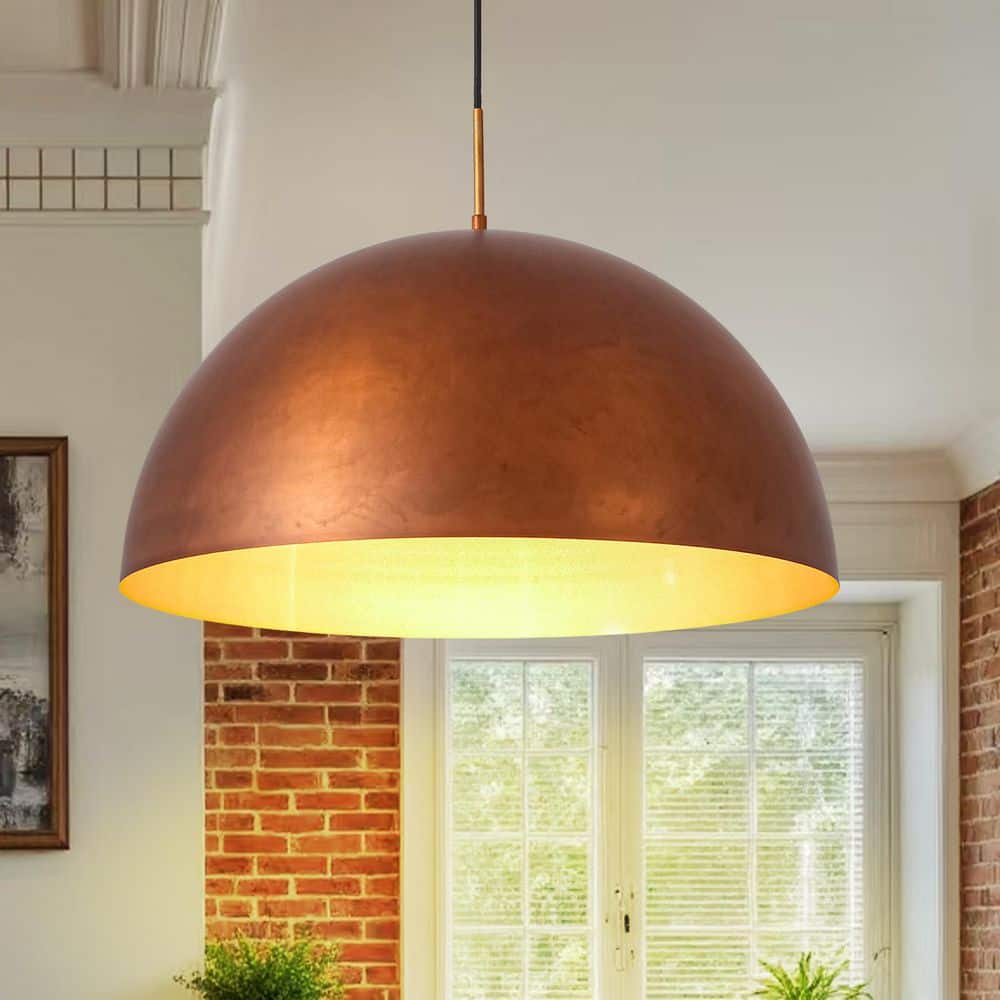 HUOKU Pover 1-Light 23.6 in. W Vintage Antique Brown Oversized