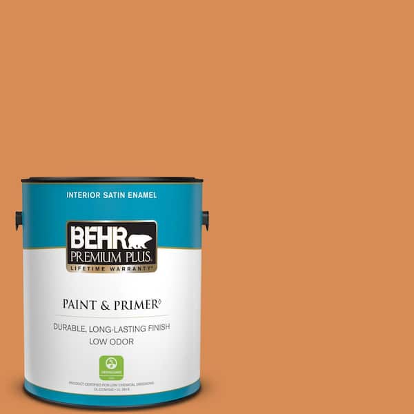 BEHR PREMIUM PLUS 1 gal. #260D-5 Amber Wave Satin Enamel Low Odor Interior Paint & Primer