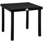 Outsunny Black Square Aluminum Outdoor Dining Table for Garden Lawn ...