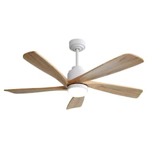 52 in. Modern Natural Indoor Ceiling Fan Light with 5 Solid Wood Blades and Reversible DC Motor