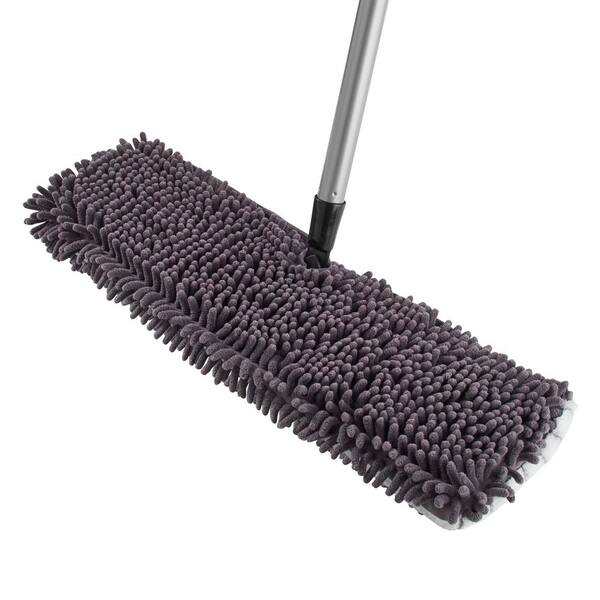 Large Microfiber Flat Mop With 2 Reusable Pads – 16x9 Inch Head, 360° Rotation | Chenille Mop Heads For Pet Hair & Deep Cleaning | Space-Saving Design