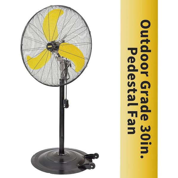 30 in. 3 Speeds Pedestal Fan in Yellow with 80° Oscillating Operation, Detachable Mist Spray Kit