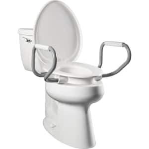 Assurance Elongated Plastic Closed Front Toilet Seat in White with Support Arms Never Loosens, raised 3"