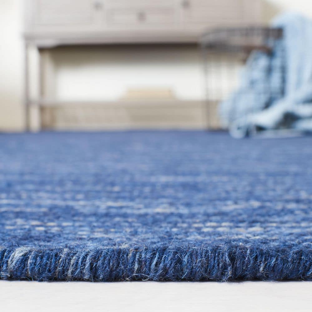 Handmade Navy Blue Wool Flat Woven 3' x 5' Area Rug
