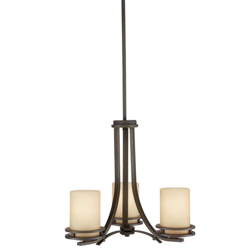 Olde Bronze Mini Chandelier with Light Umber Glass