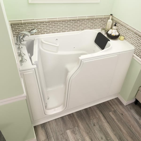 Gelcoat Premium Series 52 in. x 30 in. Left Hand Walk-In Whirlpool Bathtub in White