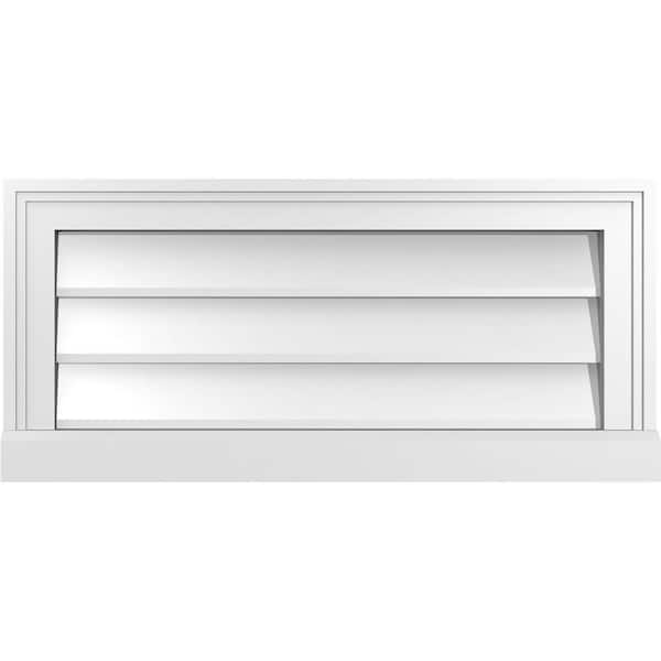 Ekena Millwork 26" x 12" Vertical Surface Mount PVC Gable Vent: Non-Functional with Brickmould Sill Frame