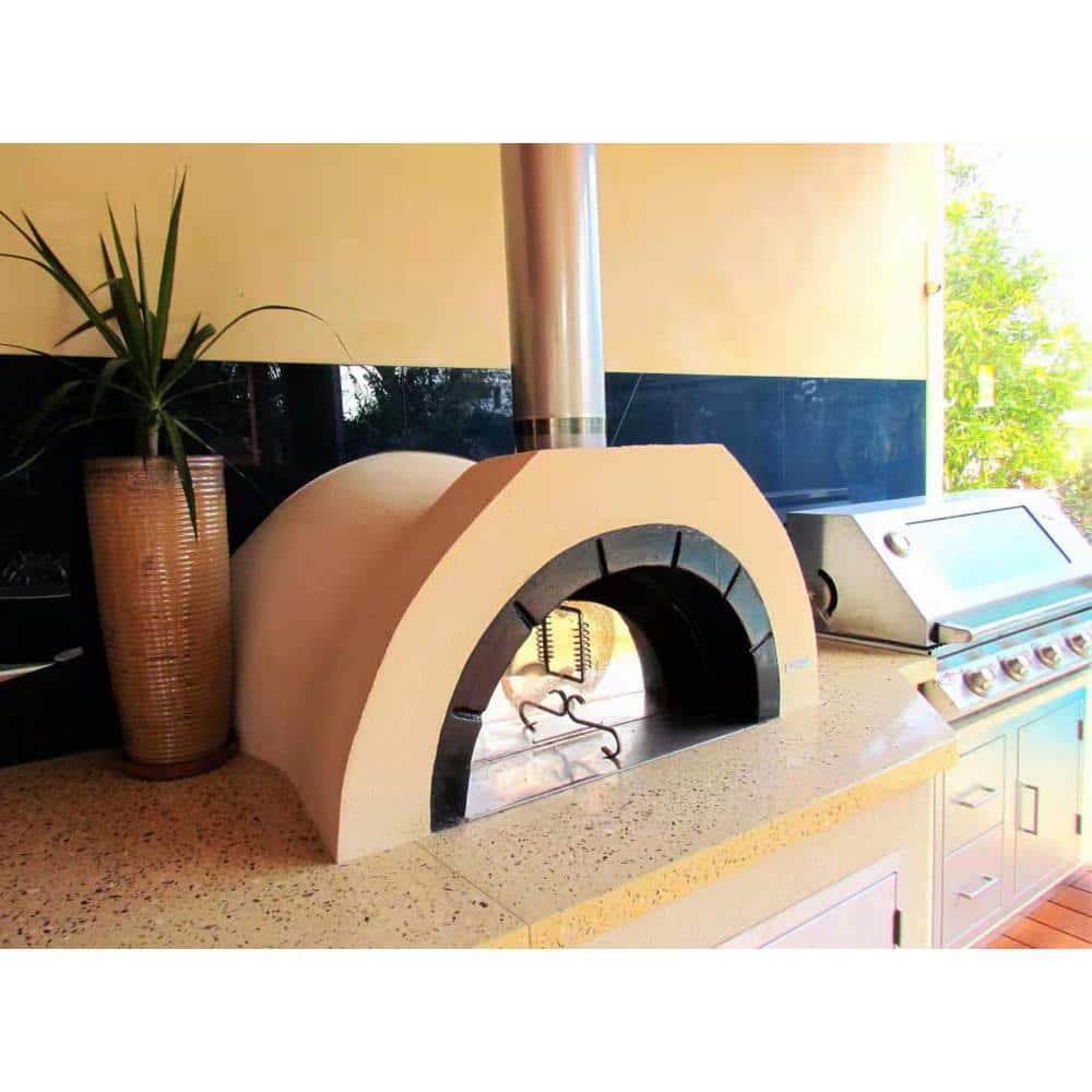 WPPO Stainless Steel Outdoor Wood Fired Pizza Oven with Black Door