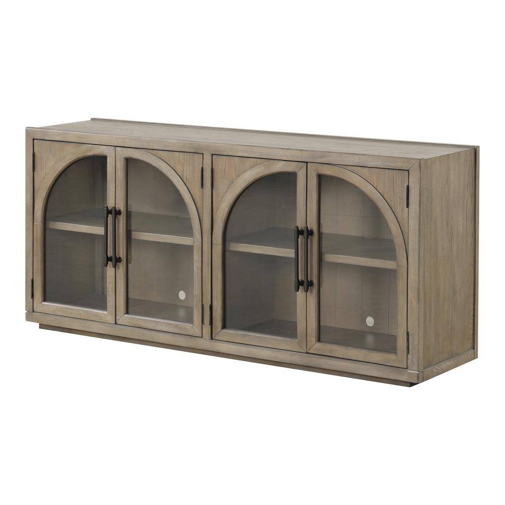 Garanie Oak Wood 70 in. Buffet Server with Adjustable Shelves