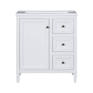 30 in. W Freestanding Bath Vanity in White with White Ceramic Basin, Three Drawers Top, and Two Door Shelves