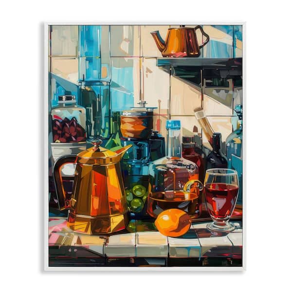 Stupell Industries Kitchen Counter Cocktails by LSR Design Studio White Framed Food Giclee Art Print 14 in. x 11 in.