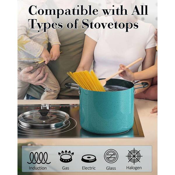 Cook N Home Professional 8 Qt Nonstick Stock Pot with Lid, Riveted