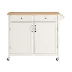 StyleWell Bainport Ivory with Butcher Block Top Wooden Rolling Kitchen ...