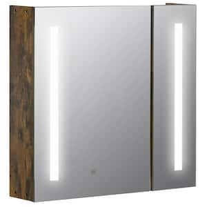 27.5 in. W x 25.5 in. H Rectangular Brown Surface Mount Medicine Cabinet with Mirror