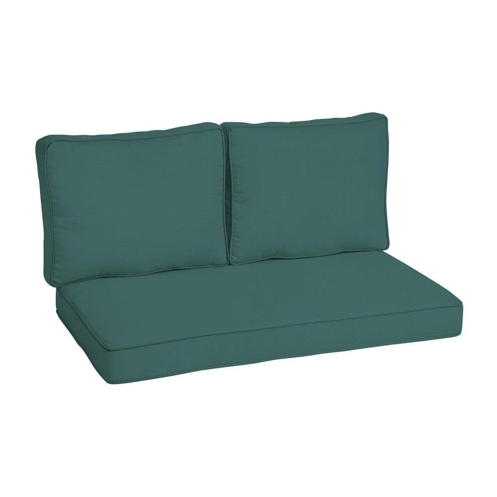 ARDEN SELECTIONS 46 in. x 26 in. Outdoor Loveseat Cushion Set in Peacock  Blue Green Texture ZP03L07B-D9Z1 - The Home Depot