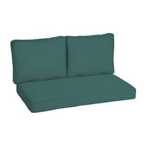 46 in. x 26 in. Outdoor Loveseat Cushion Set in Peacock Blue Green Texture