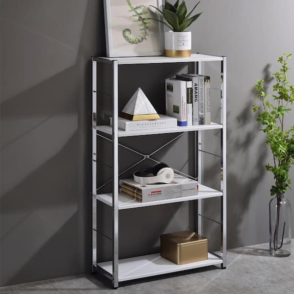 Acme Furniture Tennos 42 in. White and Chrome Finish 3 Shelf