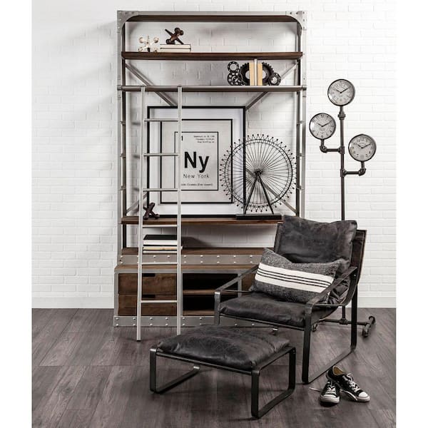 Trifect Black Analog Iron Pipe Three-Face Grandfather Clock