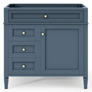 35 in. W x 17.87 in. D x 33 in. H Bath Vanity Cabinet without Top in Blue with with 2 Drawers and a Tip-out Drawer