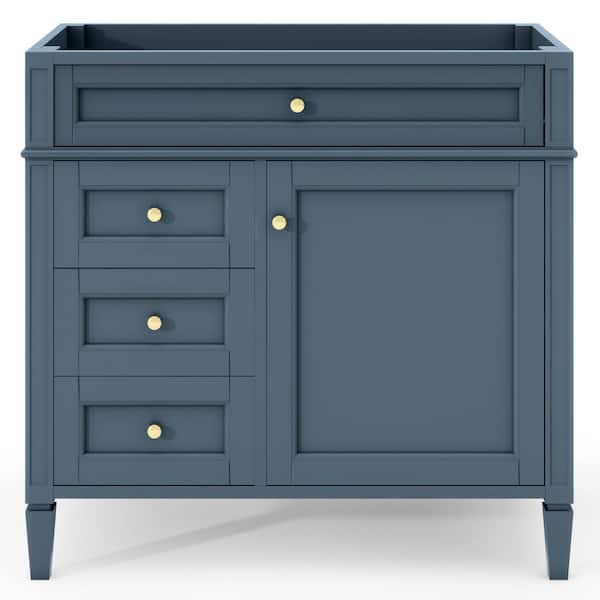 EPOWP 35 in. W x 17.87 in. D x 33 in. H Bath Vanity Cabinet without Top in Blue with with 2 Drawers and a Tip-out Drawer