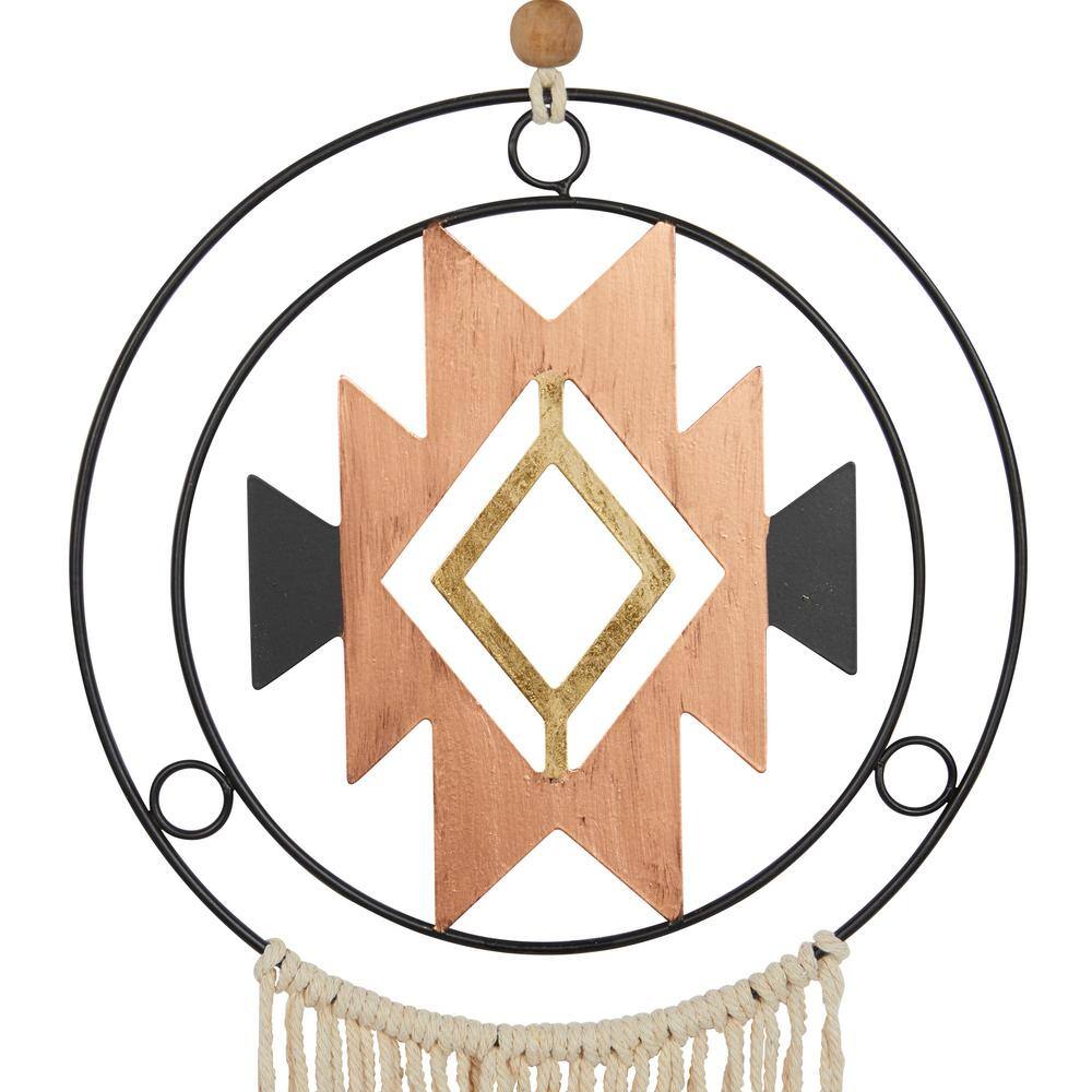 Multi-Colored Metal and Linen Macrame Wall Hanging Set