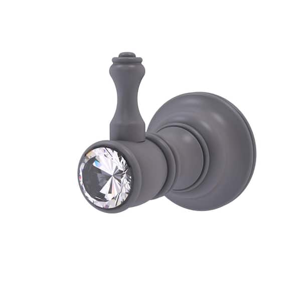 Allied Brass Carolina Crystal Collection Knob Robe/Towel Hook in Matte Gray