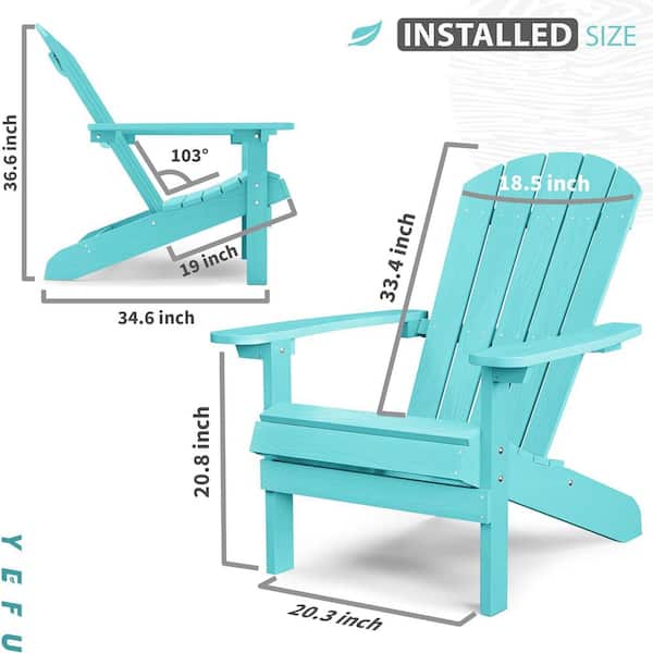 Classic Aruba Blue Plastic Outdoor Patio Adirondack Chair