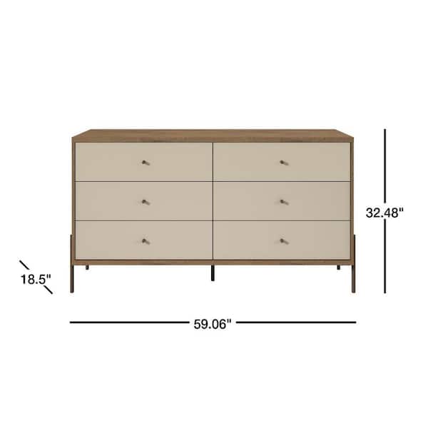 Off White 6 Drawer Double Dresser, Tall Double Dresser With Deep Drawers