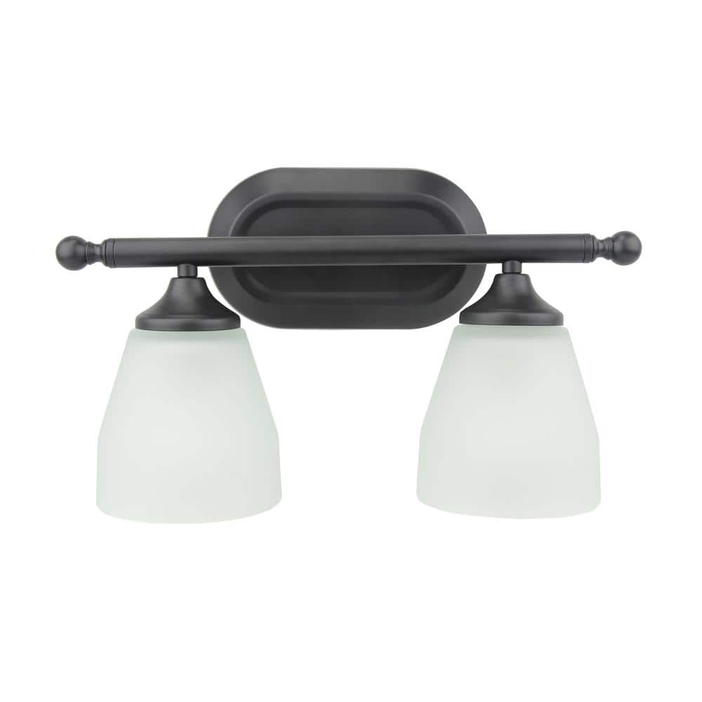Jordan 2-Light Matte Black Vanity Light with Frosted White Glass Shades price history on PriceWatchPro