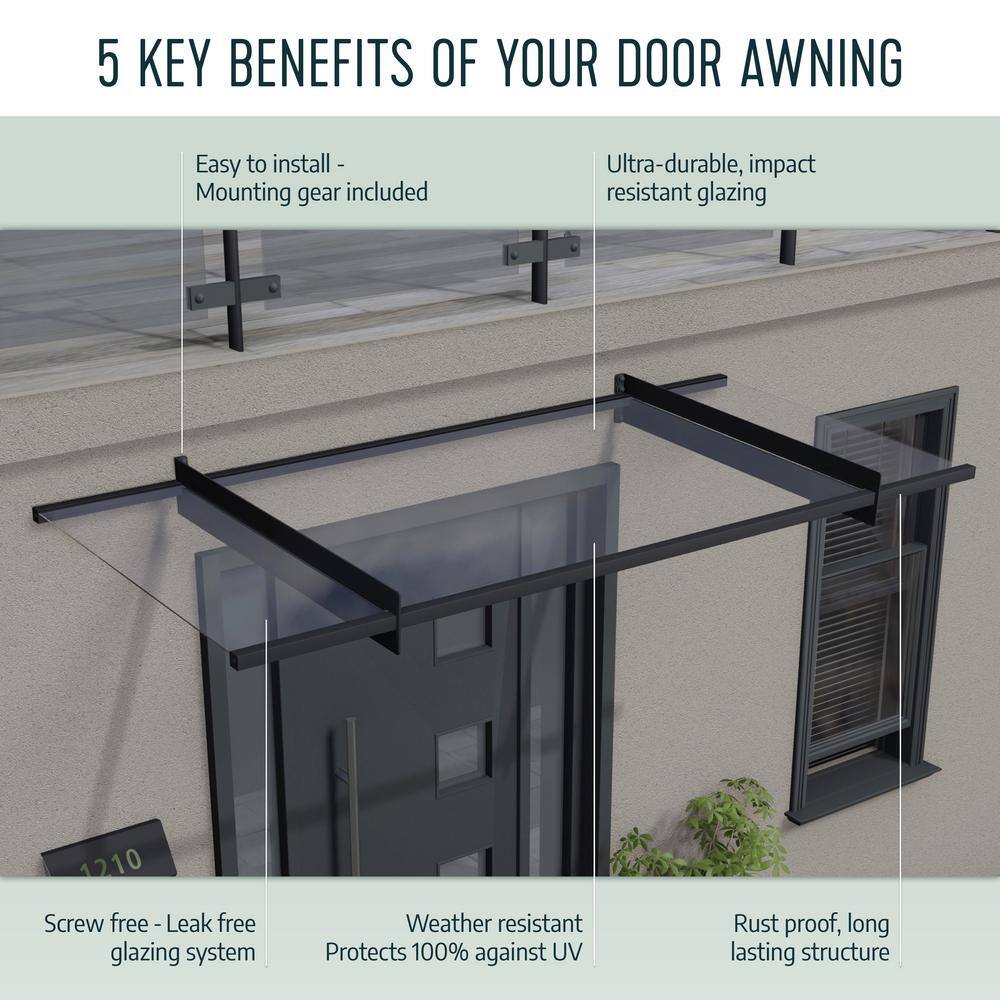 Herald 5 ft. x 22 ft. Off-White Aluminum Door and Window Awning