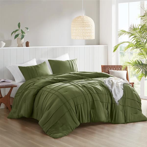 Linden NEW online Laredo Green Honeycomb Textured Queen 3 Piece Comforter Set