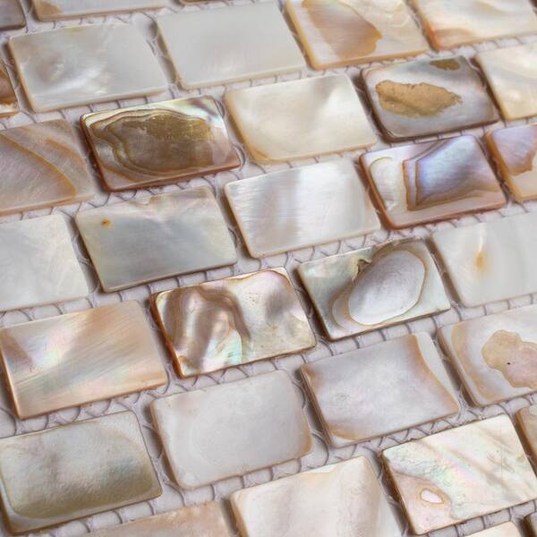 Merola Tile Conchella Subway Natural 12-1/4 in. x 12-1/2 in. x 2 mm Natural Seashell Mosaic Tile