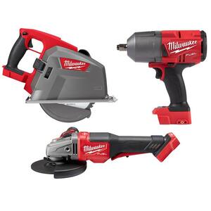 M18 FUEL 18V Lithium-Ion Brushless Cordless 4-1/2 in./6 in. Grinder with Metal Saw & 1/2 in. Impact Wrench (3-Tool)