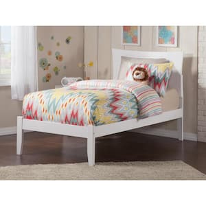 Metro White Twin Platform Bed with Open Foot Board