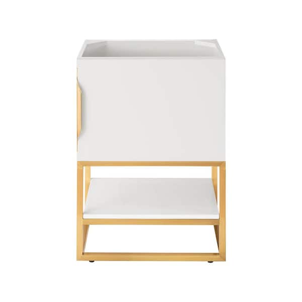 James Martin Vanities Columbia 23.6 in. W x 18.1 in. D x 33.4 in. H Single Bath Vanity Cabinet without Top in Glossy White