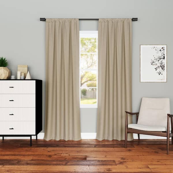 Kinnear Textured Taupe Polyester 40 in. W x 84 in. L Rod Pocket Blackout Curtain (Single Panel)