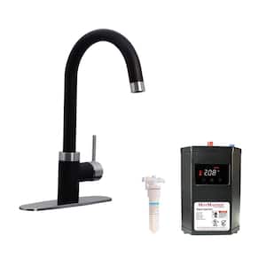 HotMaster 3-in-1 Single-Handle Faucet with Carbon Filter and DigiHot Instant Hot Water Tank in Matte Black/Steel